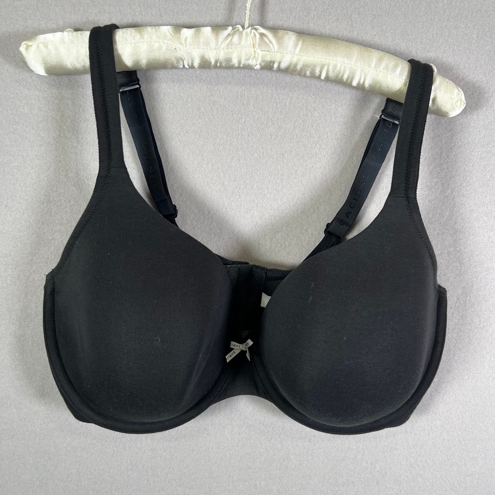 Cacique Cotton Lightly Lined T-Shirt‎ Bra Black Medium Coverage 38F
